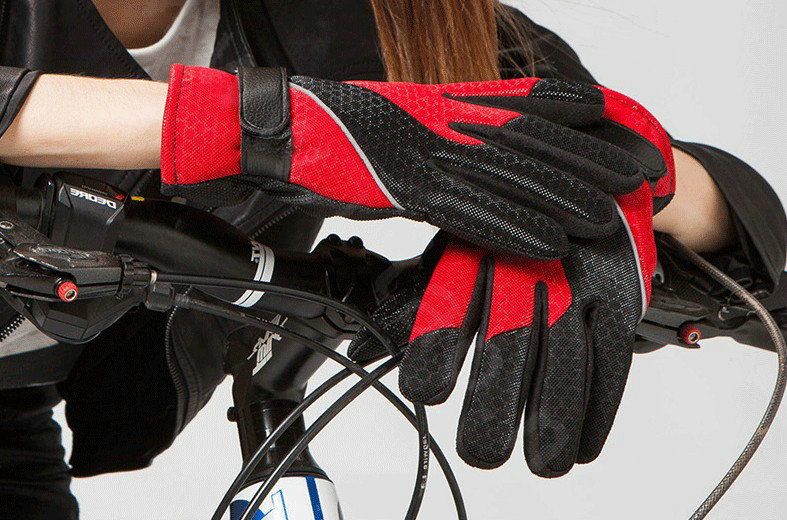 Allfond Women winter warm outdoor sport windproof ski motorcycle riding buckle Gloves - Red