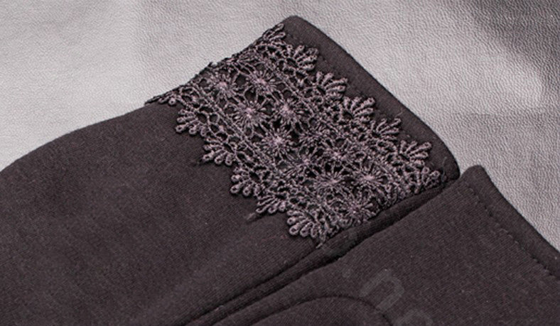 Allfond fashion women touch screen gloves stretch cotton lace winter warm business gloves - Coffee