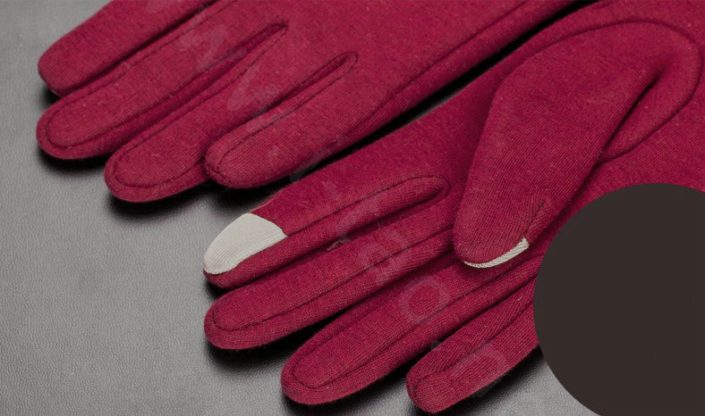 Allfond fashion women touch screen gloves stretch cotton lace winter warm business gloves - Dark red