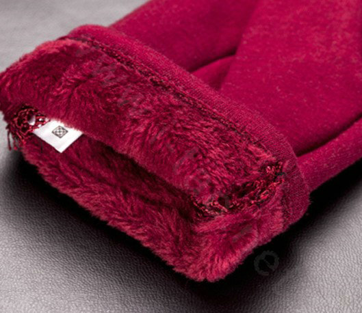 Allfond fashion women touch screen gloves stretch cotton lace winter warm business gloves - Dark red