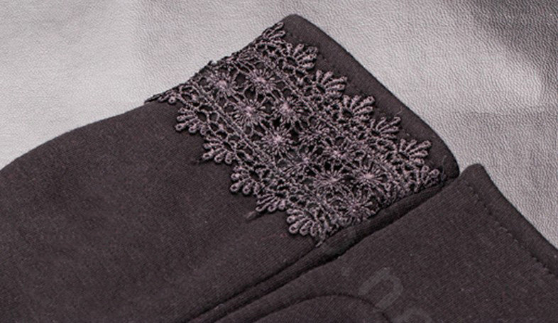 Allfond fashion women touch screen gloves stretch cotton lace winter warm business gloves - Gray