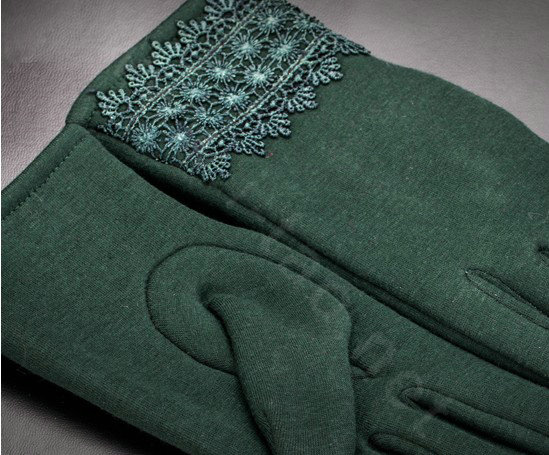 Allfond fashion women touch screen gloves stretch cotton lace winter warm business gloves - Green