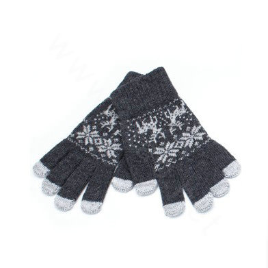 Allfond genuine knitting woolen touch screen gloves winter warm unisex deer gloves - Gray