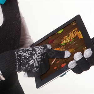 Allfond genuine knitting woolen touch screen gloves winter warm unisex deer gloves - Gray
