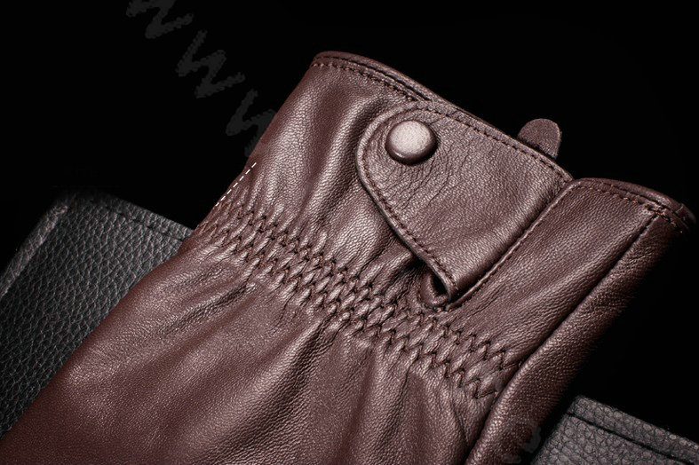 Allfond men business touch screen gloves winter cold-proof warm goatskin leather gloves M - Coffee