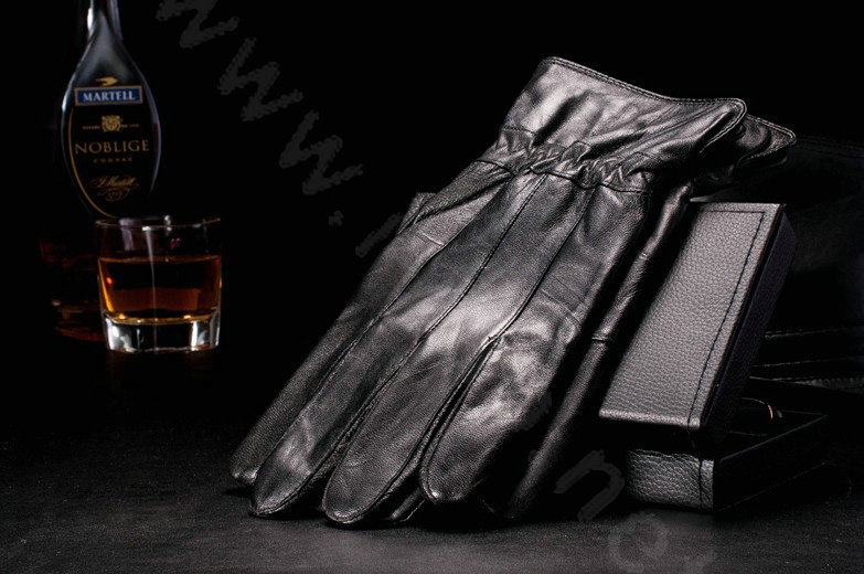 Allfond men folds winter waterproof cold-proof plus velvet warm genuine sheep skin leather gloves - Black