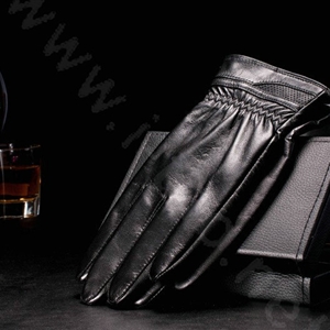 Allfond men mesh business winter waterproof cold-proof warm goatskin genuine leather gloves L - Black