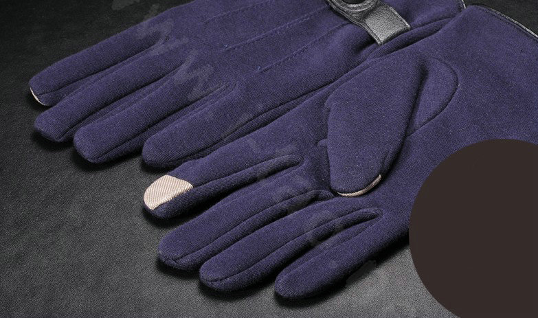Allfond men touch screen gloves stretch cotton grid button winter warm business casual gloves - Blue