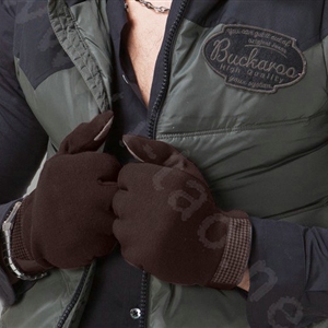Allfond men touch screen gloves stretch cotton grid winter warm business casual gloves - Coffee
