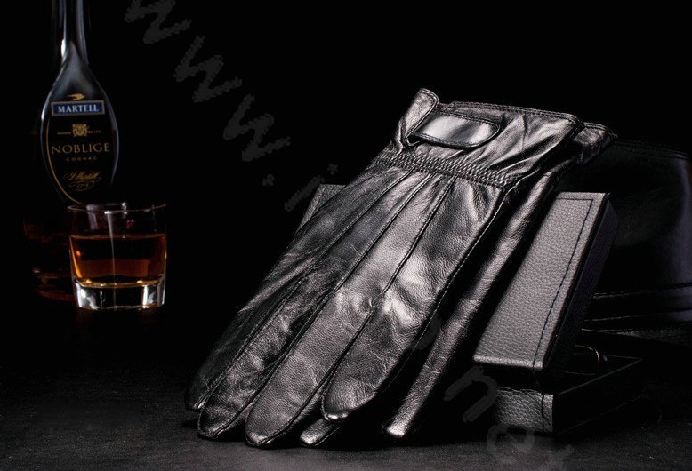 Allfond men velcro winter waterproof cold-proof plus velvet warm genuine sheep skin leather gloves - Black