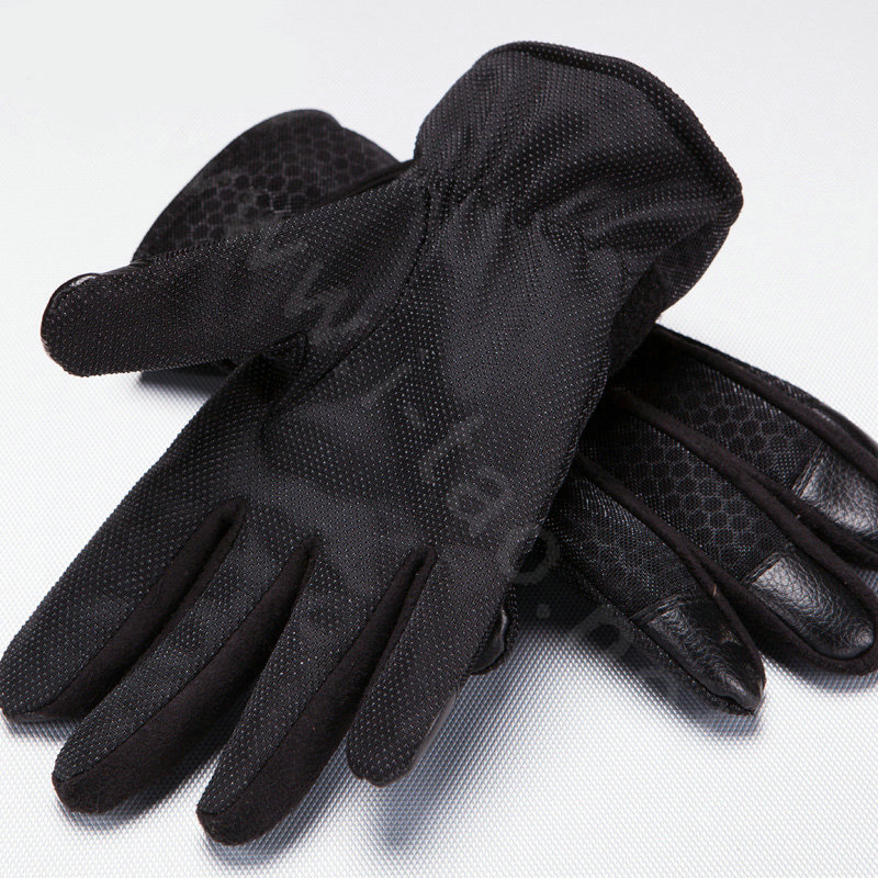 Allfond men winter thermal outdoor sport cold-proof ski motorcycle riding leather Gloves - Black