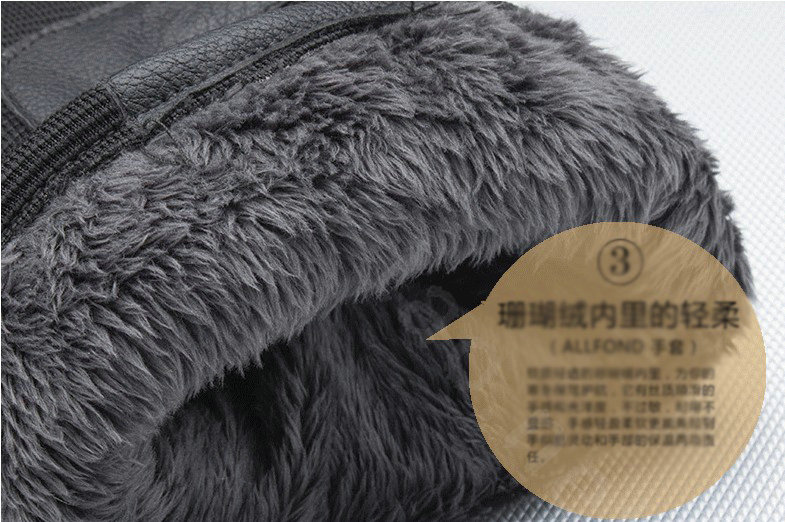 Allfond men winter thermal outdoor sport cold-proof ski motorcycle riding leather Gloves - Brown