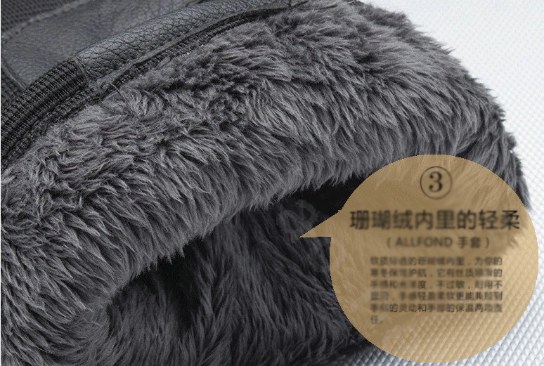 Allfond men winter thermal outdoor sport cold-proof ski motorcycle riding leather Gloves - Grey