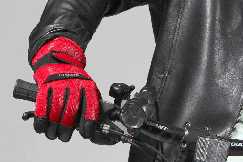 Allfond men winter thermal outdoor sport cold-proof ski motorcycle riding leather Gloves - Red