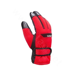 Allfond men winter thermal outdoor sport cold-proof ski motorcycle riding leather Gloves - Red