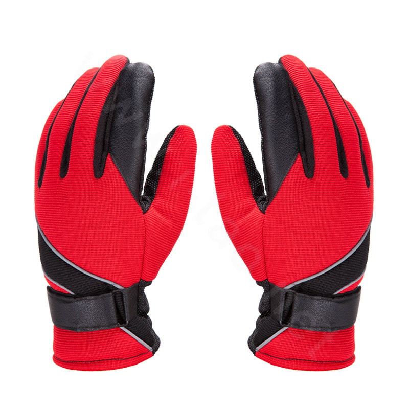Allfond men winter thermal outdoor sport cold-proof ski motorcycle riding velvet leather Gloves - Red