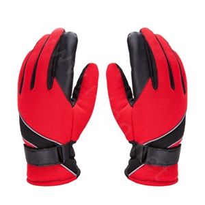 Allfond men winter thermal outdoor sport cold-proof ski motorcycle riding velvet leather Gloves - Red