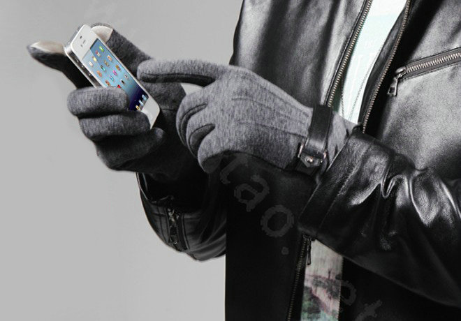 Allfond men winter touch screen gloves stretch cotton warm business casual solid color gloves - Gray