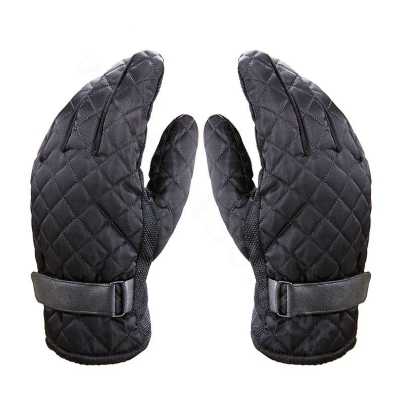 Allfond men winter warm outdoor sport windproof ski motorcycle riding buckle Suede Gloves - Black