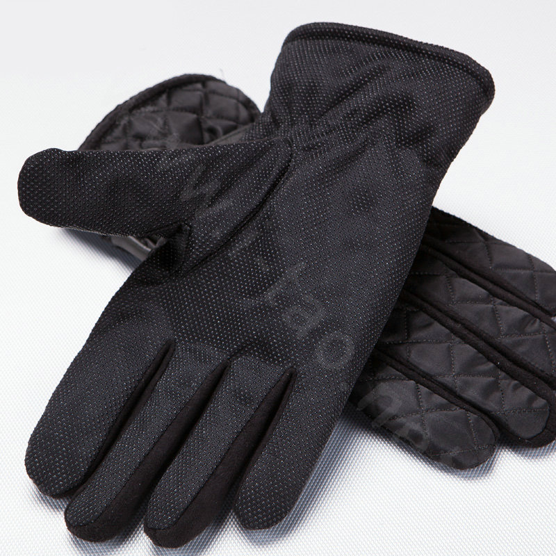 Allfond men winter warm outdoor sport windproof ski motorcycle riding buckle Suede Gloves - Black