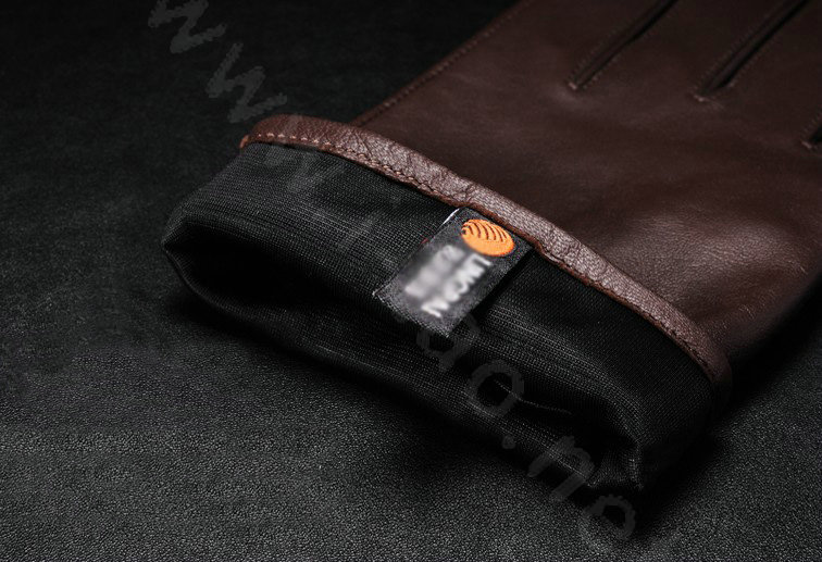 Allfond men winter waterproof cold-proof warm genuine goatskin leather hasp gloves L - Black
