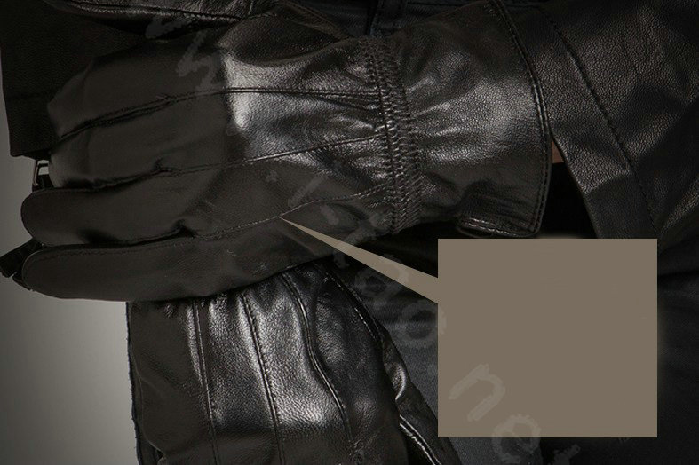 Allfond women folds winter waterproof cold-proof plus velvet warm genuine sheep skin leather gloves - Black