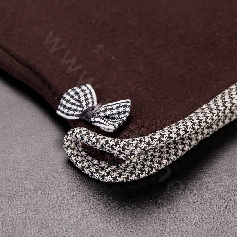 Allfond women touch screen gloves stretch cotton bow-knot winter warm solid color gloves - Coffee