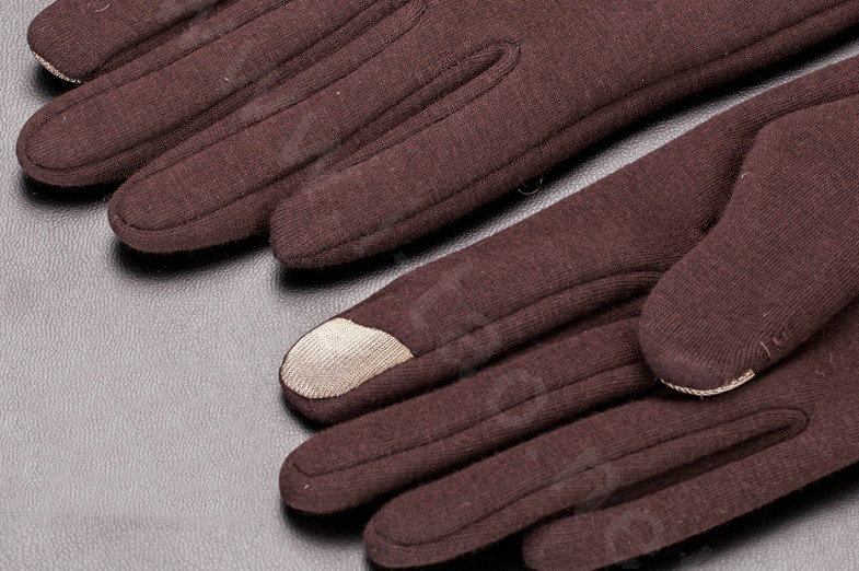 Allfond women touch screen gloves stretch cotton bow-knot winter warm solid color gloves - Coffee
