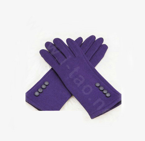 Allfond women touch screen gloves stretch cotton button winter warm solid color gloves - Purple