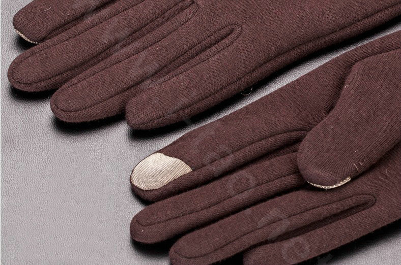 Allfond women touch screen gloves stretch cotton winter warm business casual crystal gloves - Coffee
