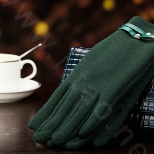 Allfond women touch screen gloves stretch cotton winter warm business casual crystal gloves - Green