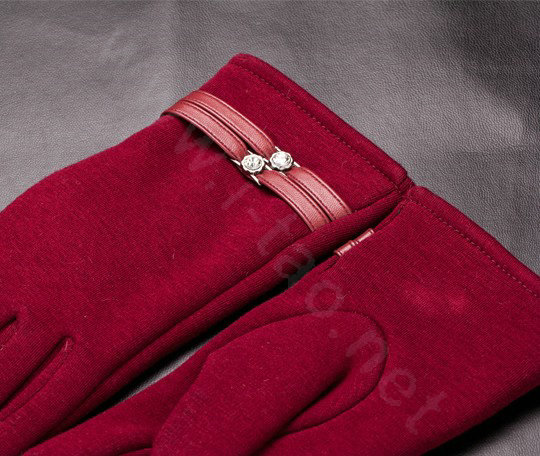 Allfond women touch screen gloves stretch cotton winter warm business casual crystal gloves - Rose