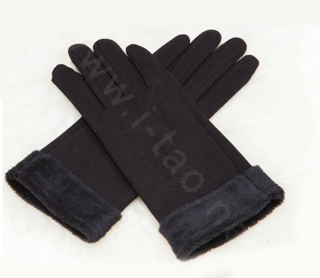 Allfond women touch screen gloves stretch cotton winter warm business casual solid color gloves - Black