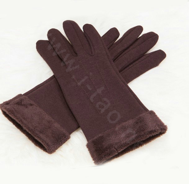 Allfond women touch screen gloves stretch cotton winter warm business casual solid color gloves - Coffee