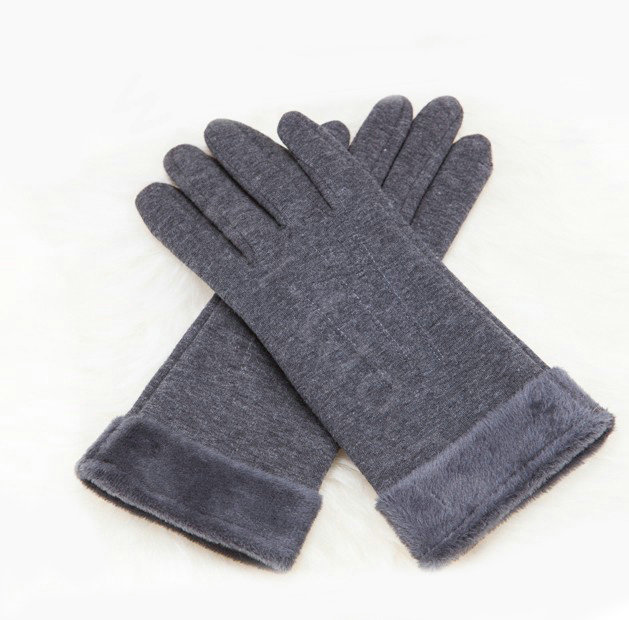 Allfond women touch screen gloves stretch cotton winter warm business casual solid color gloves - Gray