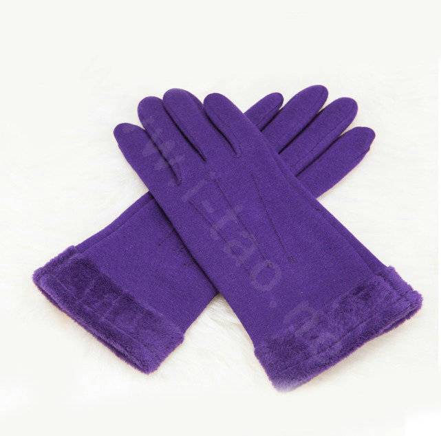 Allfond women touch screen gloves stretch cotton winter warm business casual solid color gloves - Purple