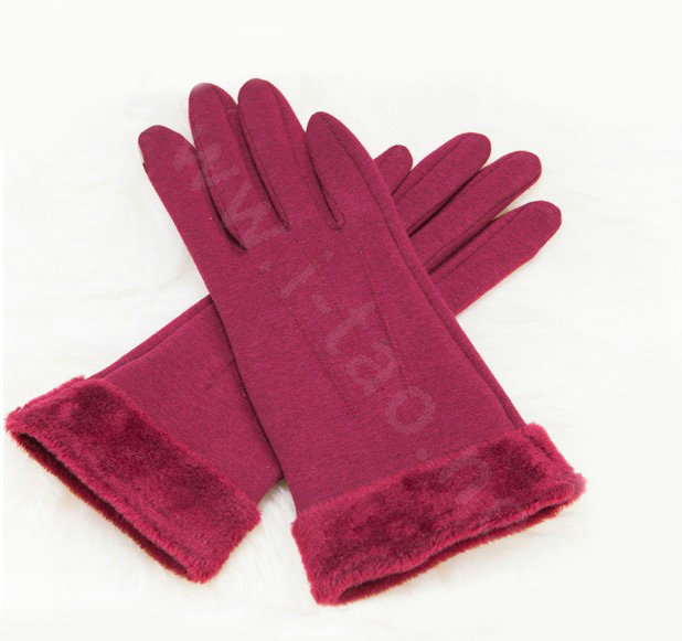 Allfond women touch screen gloves stretch cotton winter warm business casual solid color gloves - Rose