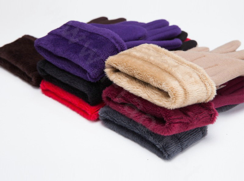 Allfond women touch screen gloves stretch cotton winter warm business casual solid color gloves - Red