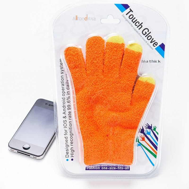 Allfond women touch screen gloves stretch winter warm unisex cashmere gloves - Orange