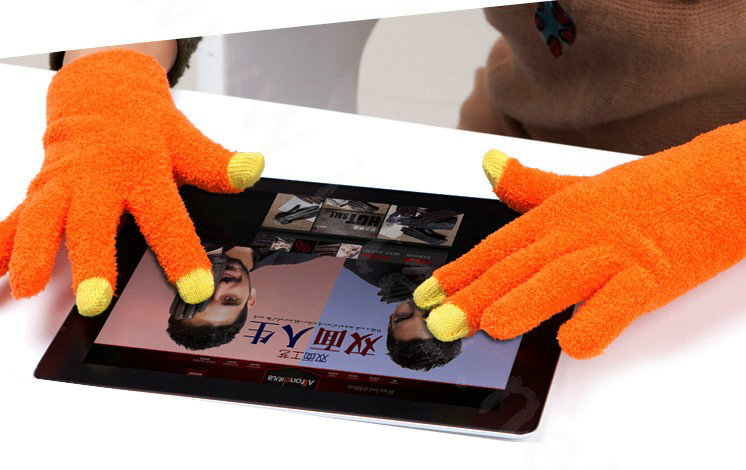 Allfond women touch screen gloves stretch winter warm unisex cashmere gloves - Orange