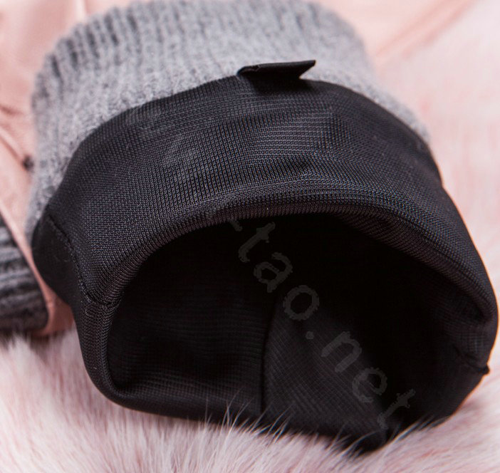 Allfond women winter waterproof cold-proof bow-knot wool genuine goatskin leather gloves L - Black