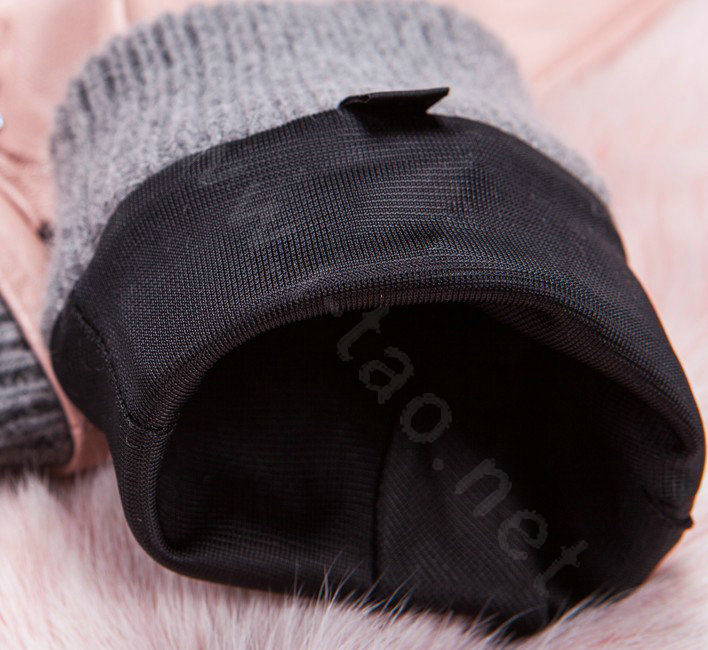 Allfond women winter waterproof cold-proof bow-knot wool genuine goatskin leather gloves L - Coffee