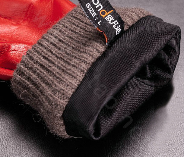 Allfond women winter waterproof cold-proof bow-knot wool genuine goatskin leather gloves L - Red