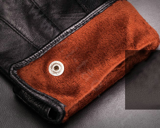 Allfond women winter waterproof cold-proof plus velvet warm genuine sheep skin leather gloves - Black