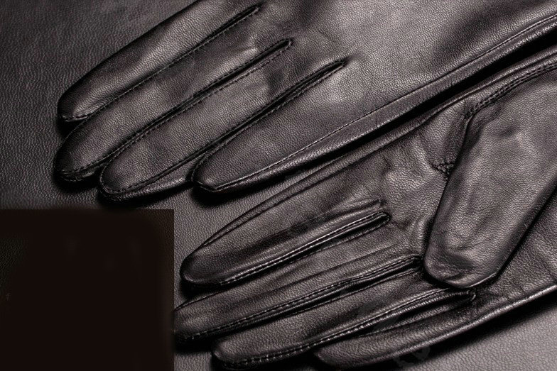 Allfond women winter waterproof cold-proof warm bead genuine goatskin leather gloves L - Black