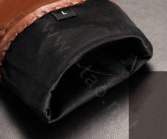 Allfond women winter waterproof cold-proof warm folds genuine goatskin leather gloves L - Black