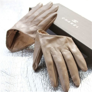 Fashion Women Genuine Leather Sheepskin Half Palm Short Gloves Size M - Champagne