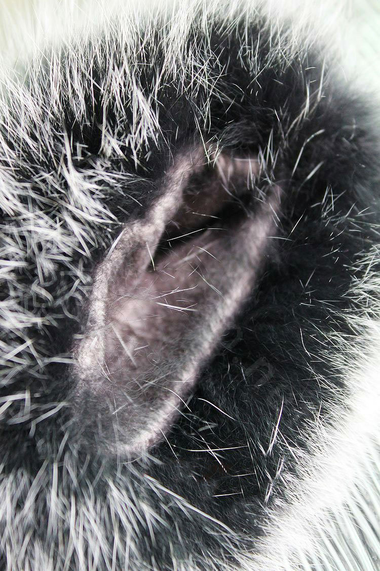Fashion women winter warm thick fox fur cuff bars genuine sheepskin leather Gloves size L - Black