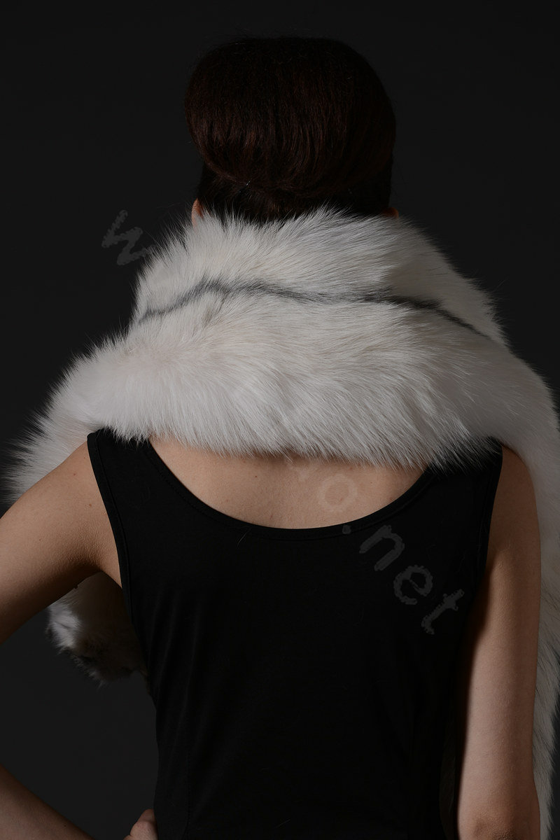 Luxury fox fur scarf fashion Women Whole fox fur shawl winter warm tippet neck wrap - White black