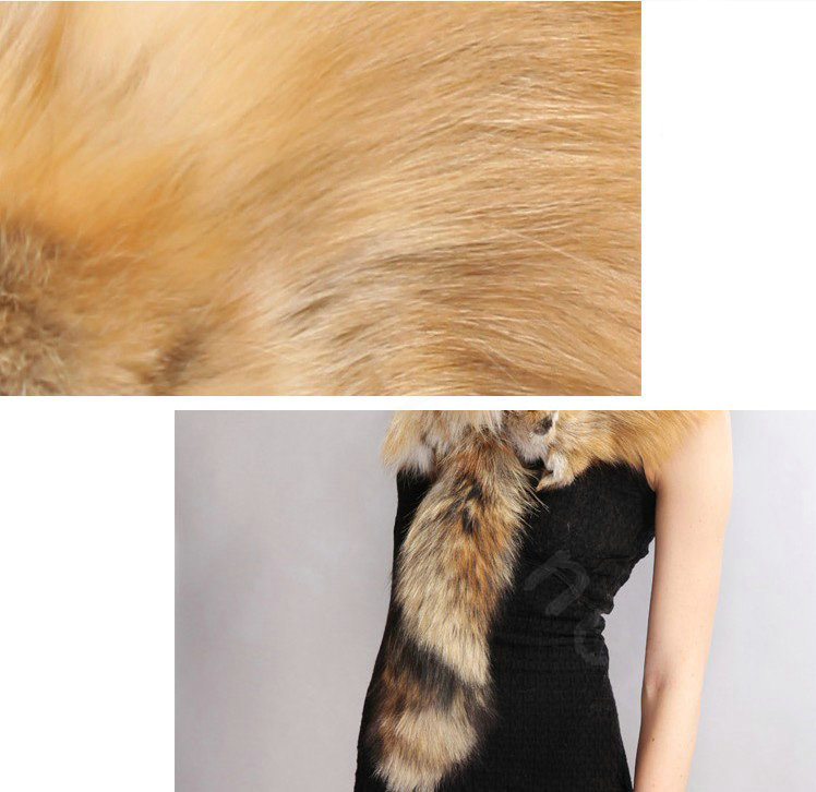 Luxury fox fur scarf fashion Women Whole fox fur shawl winter warm tippet neck wrap - Yellow